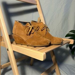 TOMS Brown Suede Lace-up Booties